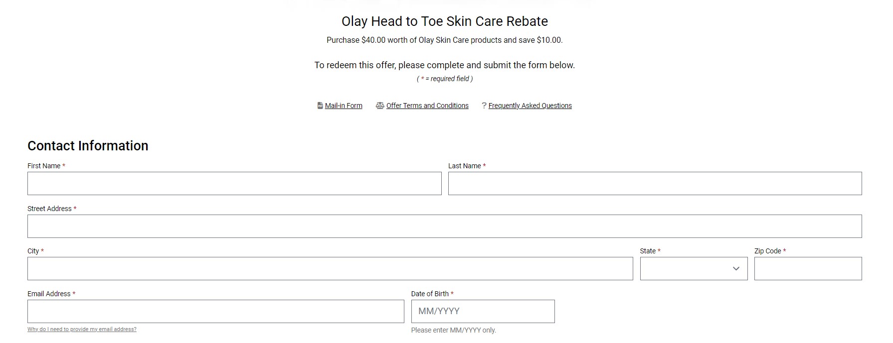 Olay Holiday Rebate