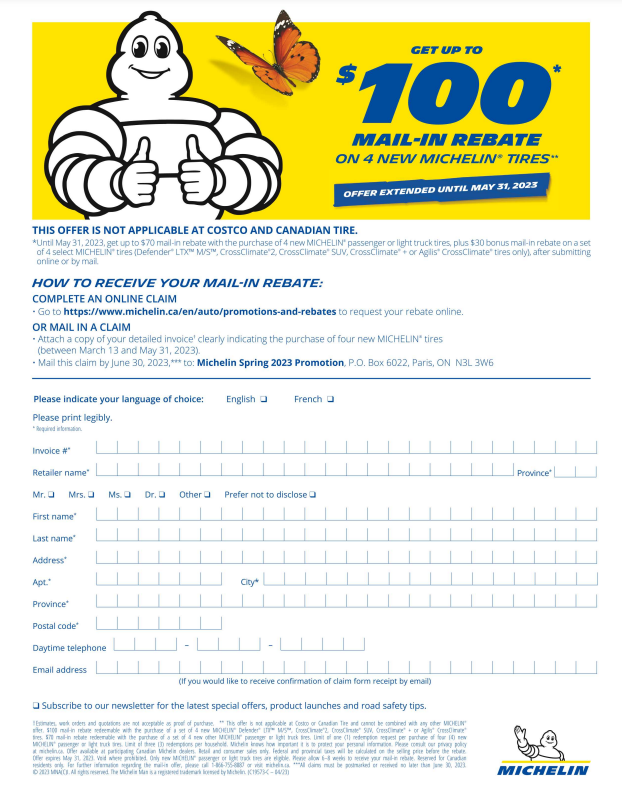 Michelin Tire Rebate Form 2024 Safety And Performance