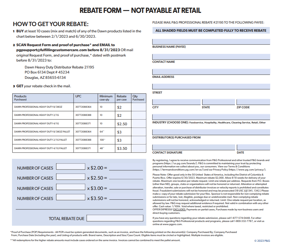 P&G Rebate Form