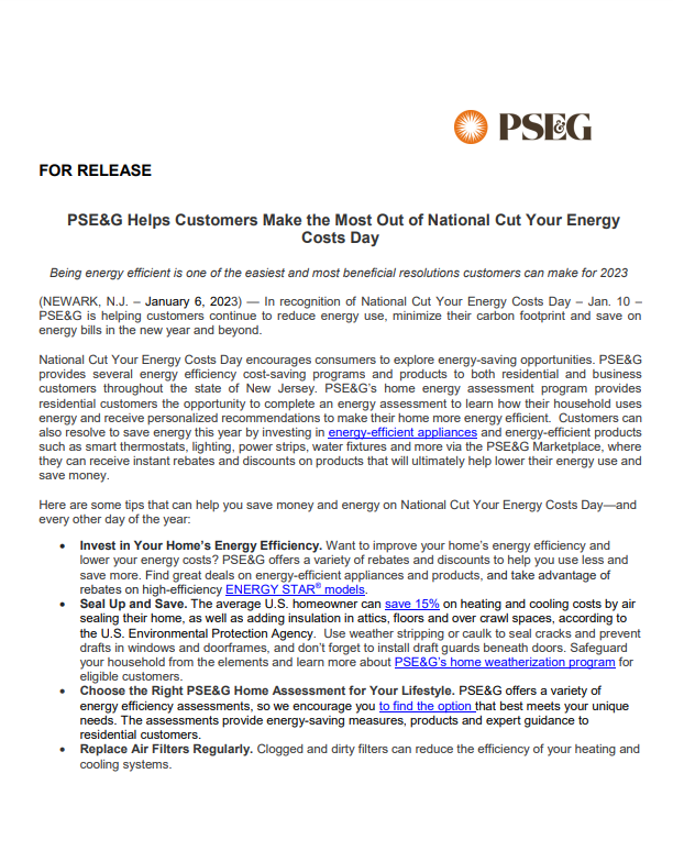 PSEG Rebates NJ