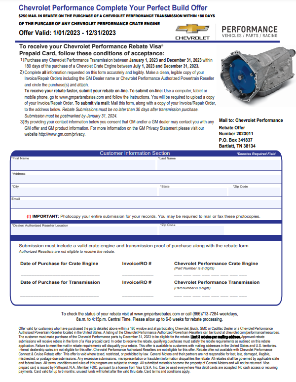 GM Tire Rebate Form