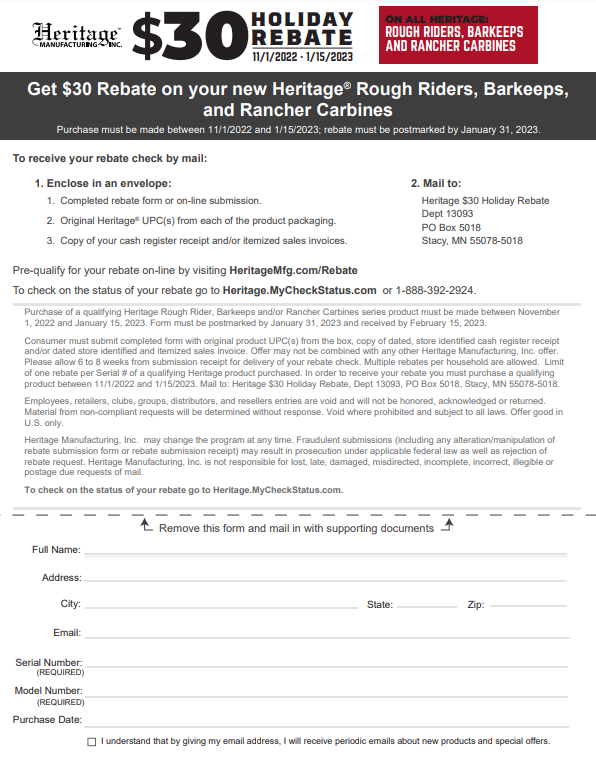 Heritage Rebate Form