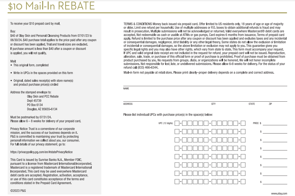 Olay Rebate Form 2023