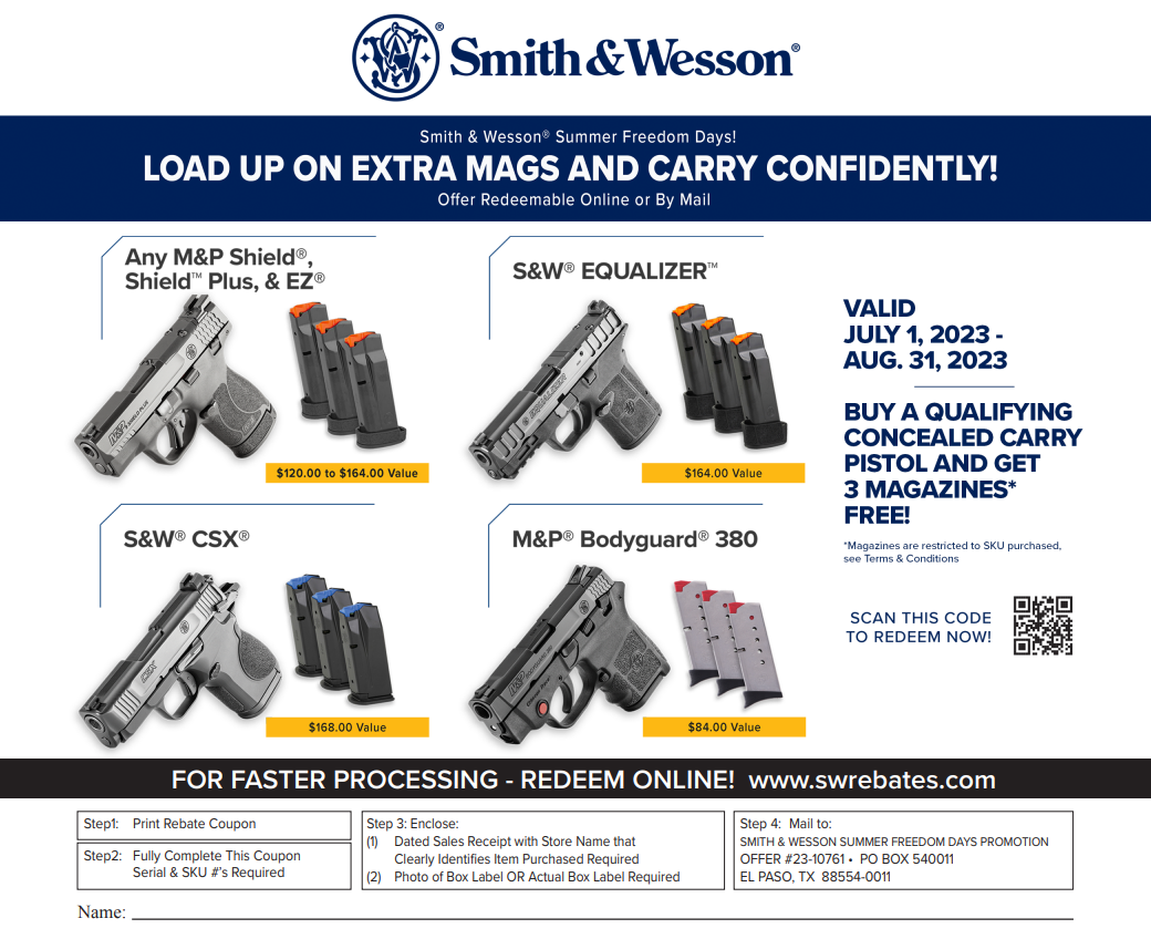 Smith And Wesson Rebate Form