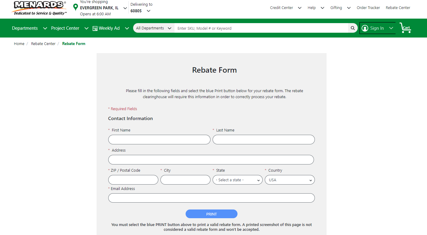 Menards 11% Rebate Form Printable