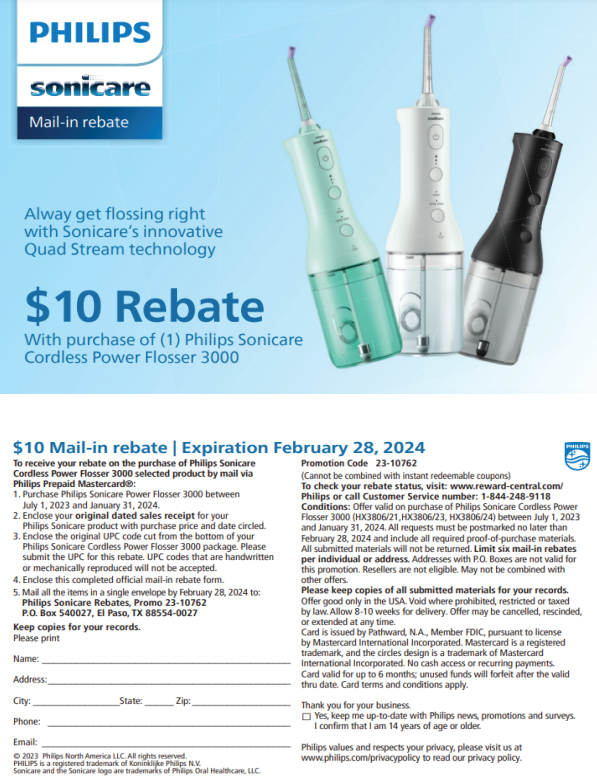 Sonicare Rebate Form 2024