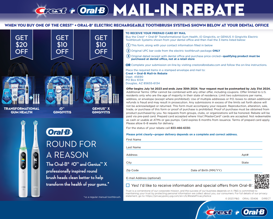 Oral-B Mail-in Rebate Form 2024