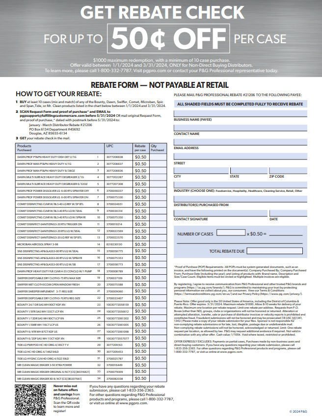 P And G Rebate Forms 2024 Printable 8600