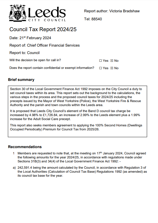 Council Tax Rebate Leeds