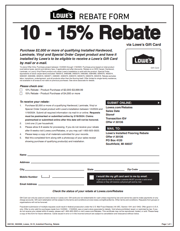 Lowe's Printable Rebate Form 2024